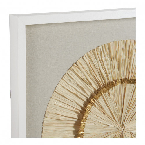 ROSETTE Wall Decoration in Pleated Palm Leaves - Ecru and Gold