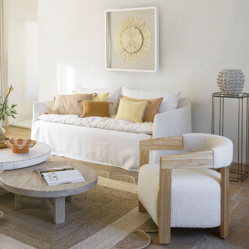 CHLOÉ Washed Linen Cushion Cover - Apricot - 60 x 40 cm