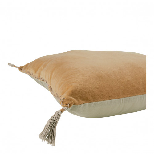 Housse de coussin MATTÉO en velours de coton et lin - Abricot - 50 x 50 cm