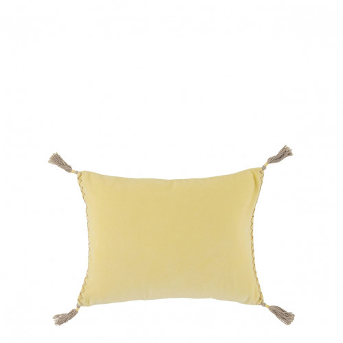 MATTÉO Cotton Velvet and Linen Cushion Cover - Pastel Yellow - 30 x 40 cm