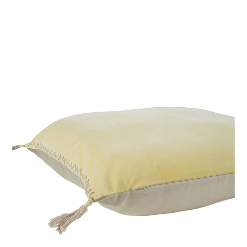 MATTÉO Cotton Velvet and Linen Cushion Cover - Pastel Yellow - 50 x 50 cm