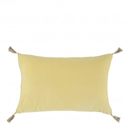 MATTÉO Cotton Velvet and Linen Cushion Cover - Pastel Yellow - 60 x 40 cm