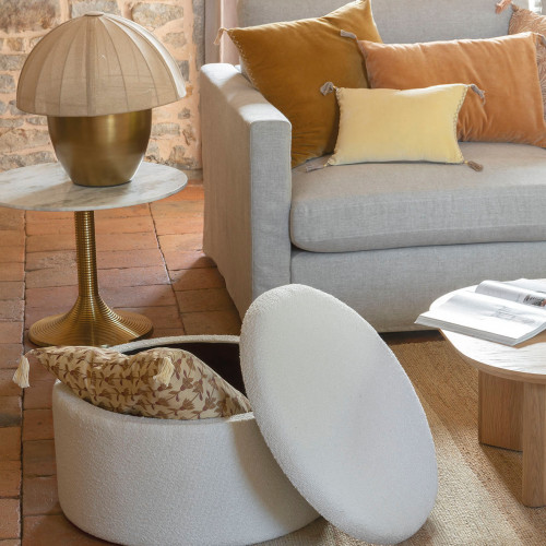 HÉLOÏSE Lamp in Golden Metal - Cream Fabric Shade - Large Model - ø 48 x 50 cm