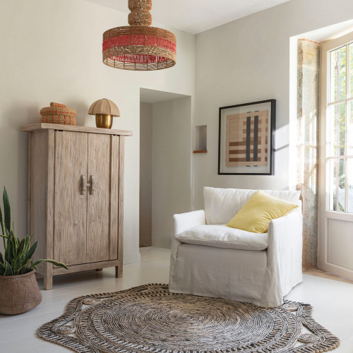 HÉLOÏSE Lamp in gilded metal - Cream fabric shade - Small model - ø 32 x 32 cm
