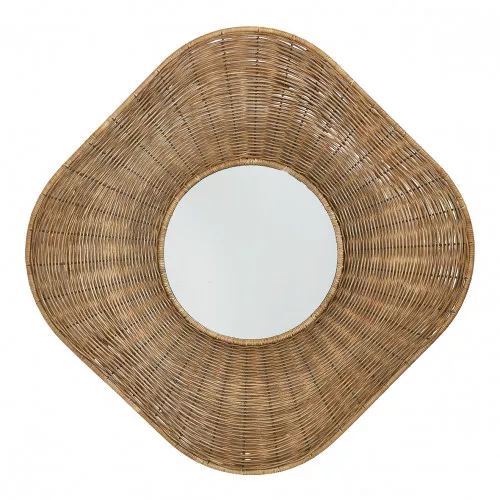 Miroir ISIS en rotin et métal - H. 100 cm