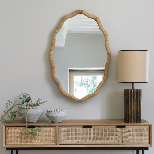 LOLA Mirror in rattan - H. 90 cm