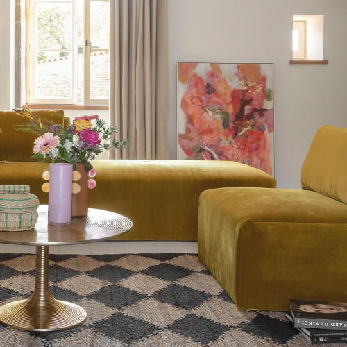 LOU ottoman in velvet for LOU sofa - Saffron