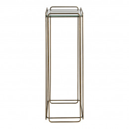 ANATOLE plant stand in metal with golden brass finish and glass top - Large model - H. 90 cm