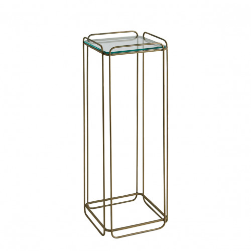 ANATOLE pedestal in metal with golden brass finish and glass top - Small model - H. 70 cm