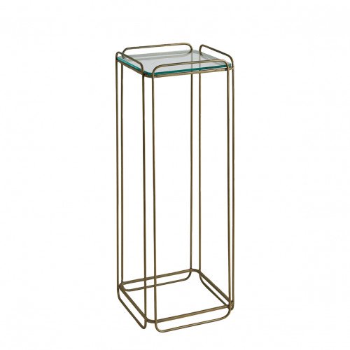Sellette ANATOLE en métal finition laiton doré et plateau en verre - Petit modèle - H. 70 cm