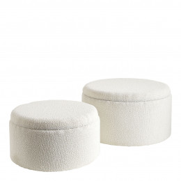 Set of 2 RILA bouclé ottomans - Cream