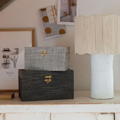 Set of 3 GABIN Boxes in Fabric - Black and White