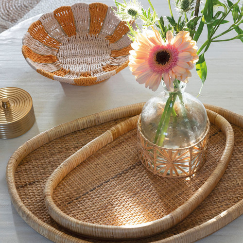 Set of 3 GALIA rattan trays