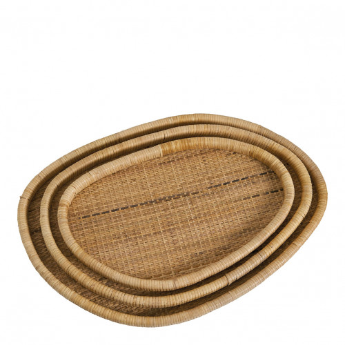Set of 3 GALIA rattan trays