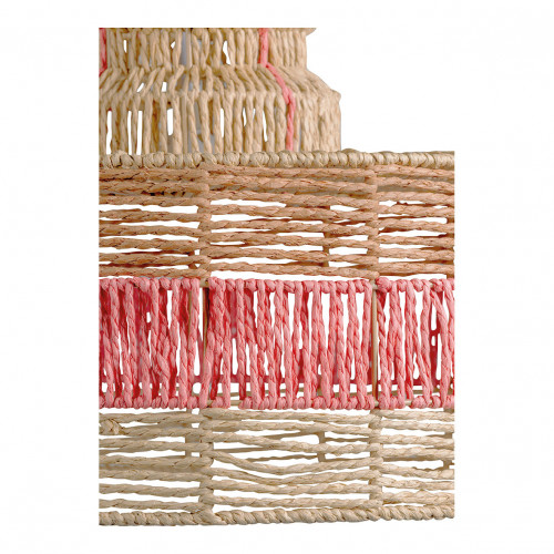HOKA non-electrified pendant light in paper cord - Natural and coral - ø 50.5 x 55.5 cm