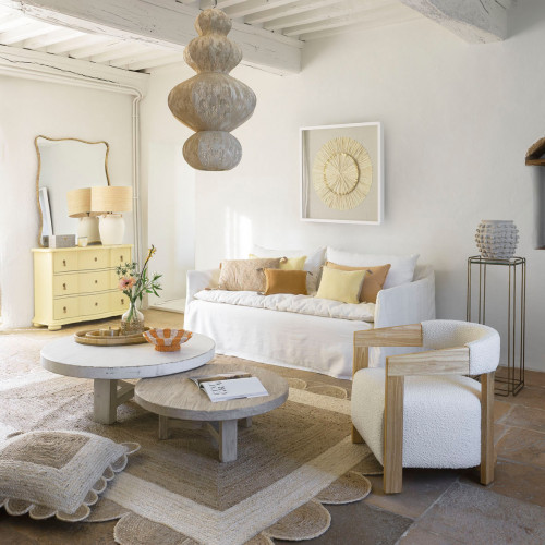 SORA pendant light in fabric and metal - Cream - ø 49 x 84 cm