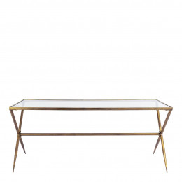 ANATOLE Table in Metal Golden Brass Finish and Glass Top - 185 x 80 x 77.5 cm