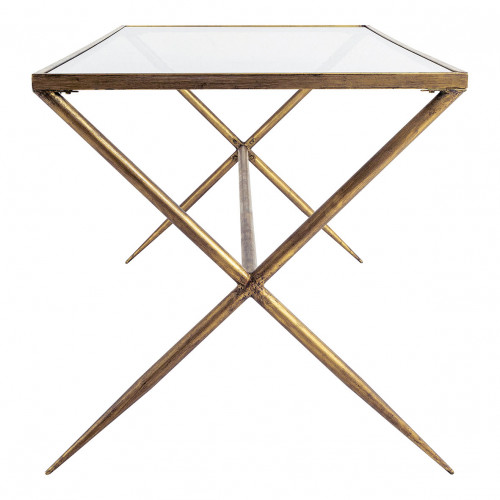 ANATOLE Table in Metal Golden Brass Finish and Glass Top - 185 x 80 x 77.5 cm