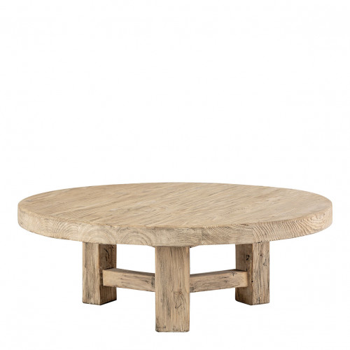 BAO coffee table in recycled elm - Large model - ø 105 cm - Natural