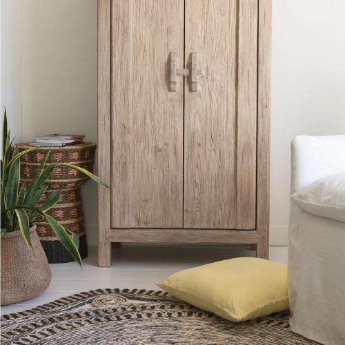 Tapis KISHI en jute - Blanc et noir - 200 x 200 cm