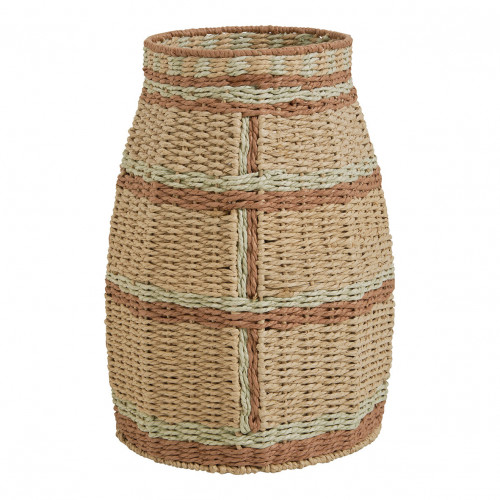 Vase décoratif HOKA en corde de papier - Bronze et vert d'eau - H. 40 cm