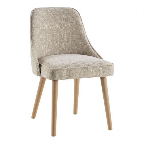Chaise MARCUS en tissu jacquard de velours - Sable