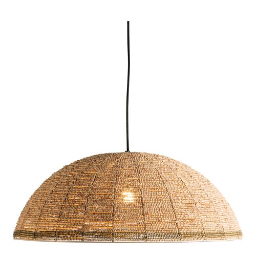 Suspension GAYA en perles en bois - Naturel et doré - ø 65 cm
