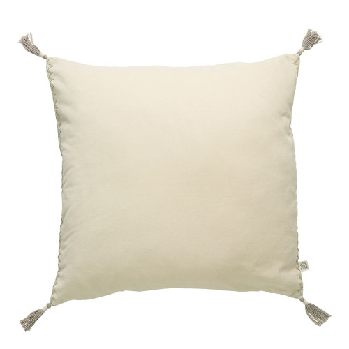 MATTÉO Cushion cover in cotton velvet and linen - Vanilla - 50 x 50 cm