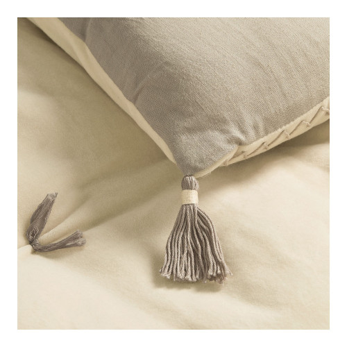 Futon MATTÉO en velours de coton et lin - 180 x 80 cm - Vanille