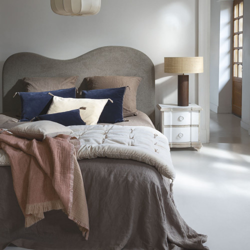 Futon MATTÉO en velours de coton et lin - 180 x 80 cm - Vanille