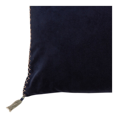 Housse de coussin MATTÉO en velours de coton et lin - Bleu de Minuit - 30 x 40 cm