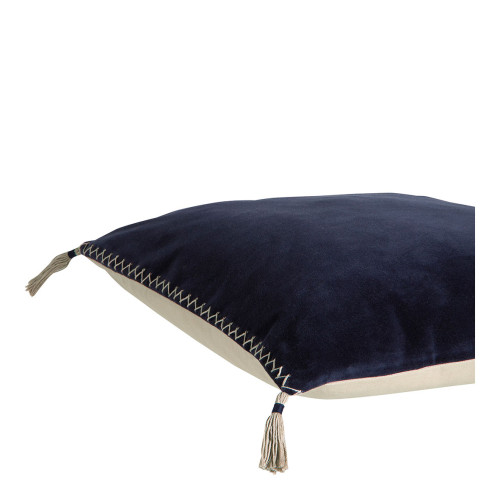 MATTÉO Cushion Cover in Cotton Velvet and Linen - Midnight Blue - 30 x 40 cm