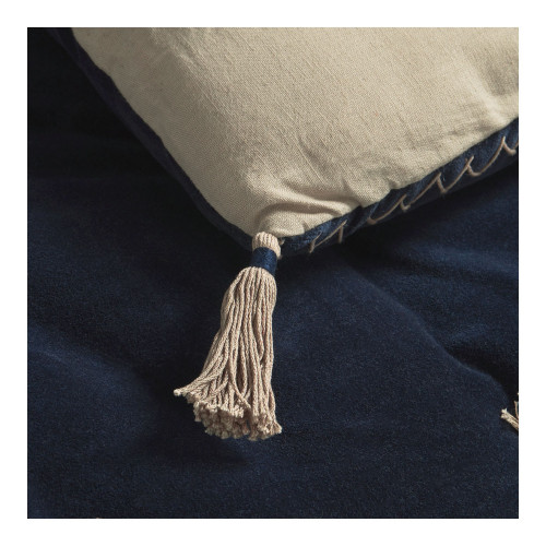 Futon MATTÉO en velours de coton et lin - 180 x 80 cm - Bleu de Minuit