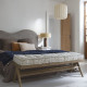 Futon MATTÉO en velours de coton et lin - 180 x 80 cm - Bleu de Minuit