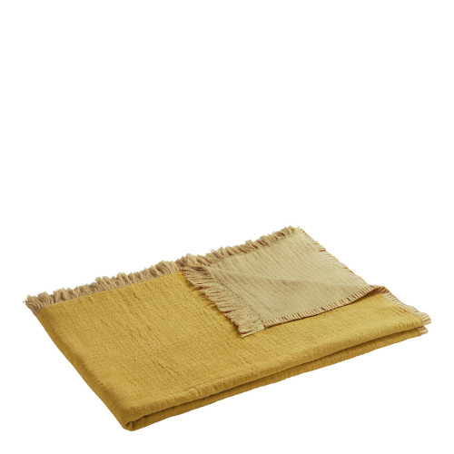 Plaid SIMÉON en coton et fibres de bambou - 130 x 170 cm - Safran