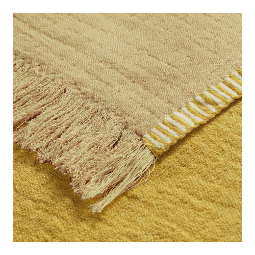 Plaid SIMÉON en coton et fibres de bambou - 130 x 170 cm - Safran
