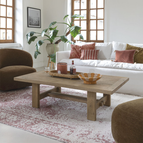 Tapis DAVIO en coton et jute - Terracotta et blanc - 200 x 300 cm