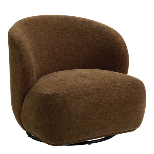 Fauteuil tournant LISETTE en tissu velours marbré - Tabac